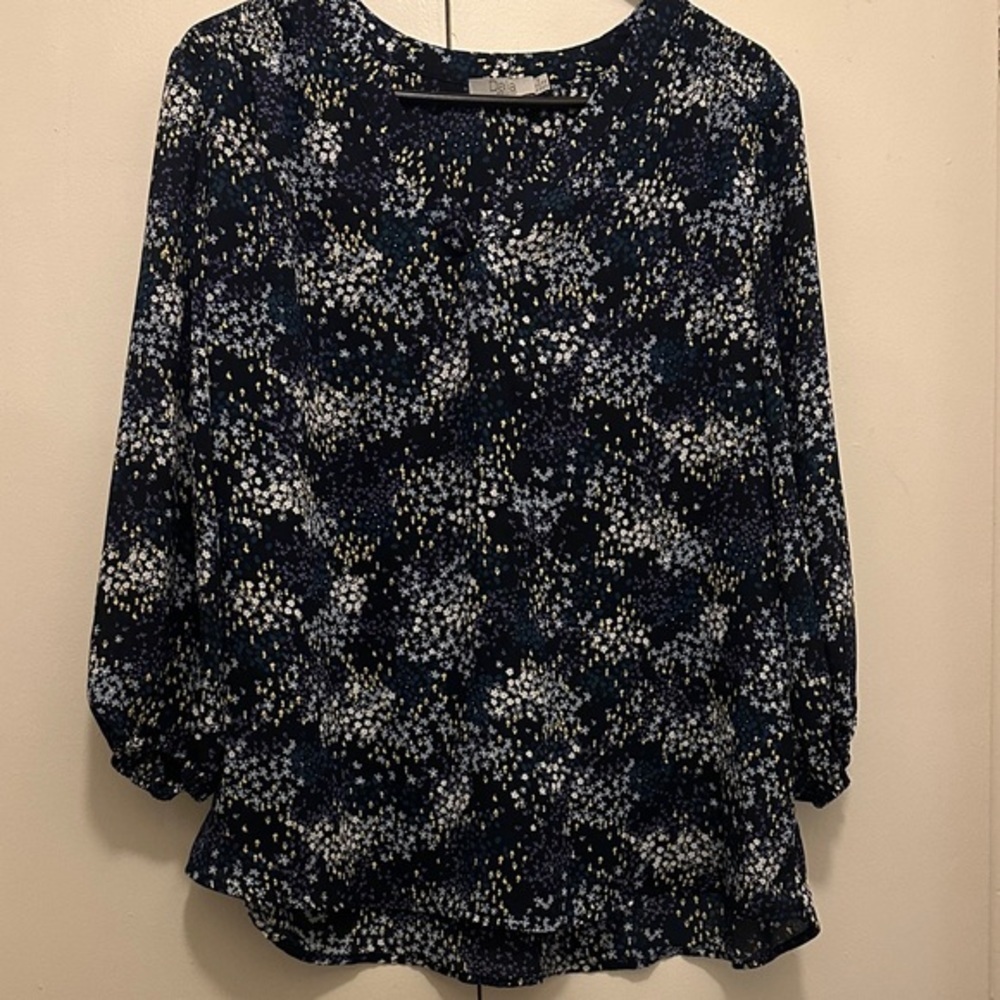 Dalia Midnight Blue and White Speckled Blouse